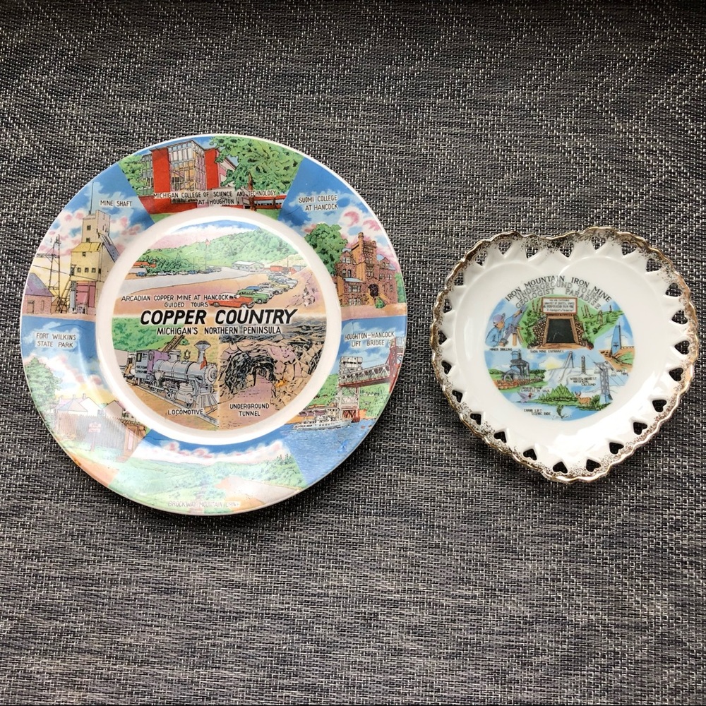 Vtg Michigan Decorative Collectors Copper Country & Iron Mountain Plate